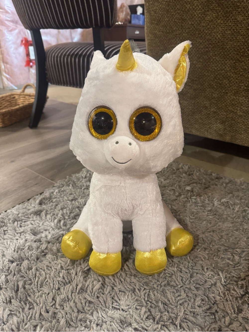 Plush White & Gold Unicorn Stuffed Animal - Kids Toy